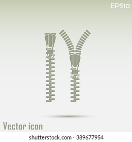 Zipper vector icon. Close. Open.
