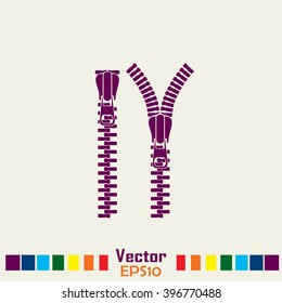 Zipper vector icon. Close. Open.