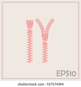 Zipper vector icon. Close. Open.