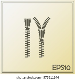 Zipper vector icon. Close. Open.