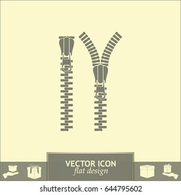 Zipper vector icon. Close. Open.