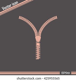 Zipper vector icon. Open.