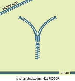 Zipper vector icon. Open.