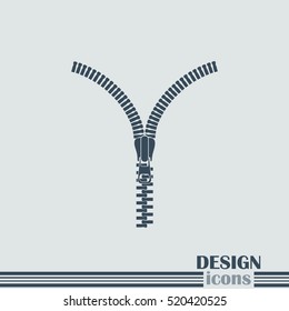 Zipper vector icon. Open.