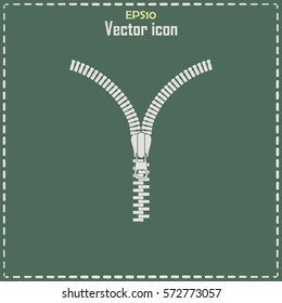 Zipper vector icon. Open.