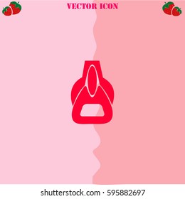 Zipper vector  icon. Strawberry Background.