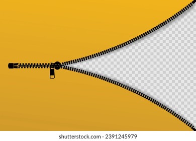 zipper vector illustration, concept of opening or closing a banner using a zipper