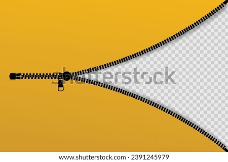 zipper vector illustration, concept of opening or closing a banner using a zipper