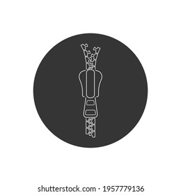 Zipper vector line white icon sign symbol in flat style