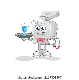 the zipper waiter cartoon. cartoon mascot vector