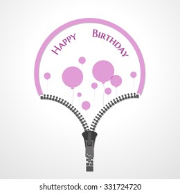 zipper and wish for birthday with circle balloons