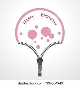 zipper and wish for birthday with circle balloons