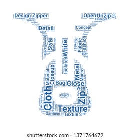 zipper word cloud. tag cloud about zipper