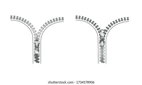 Zipper3. El golpe en ambos lados. Plantilla para su logotipo. Ilustración vectorial.