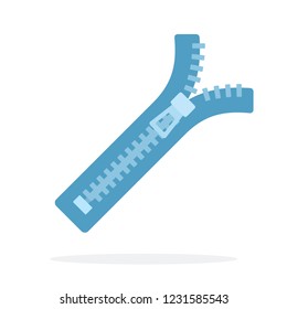 Zipper-clasp for clothes vector flat icon isolated on white