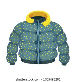 Zippered Puffer Jacket with Hood as Womenswear Vector Illustration