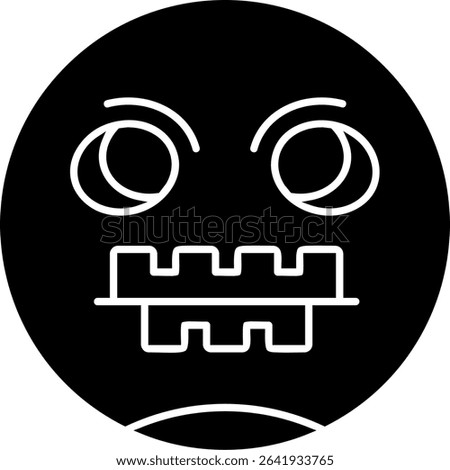 Zipper-Mouth Face Glyph Vector Icon Design