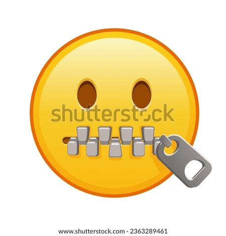 Zipper-Mouth face Large size of yellow emoji smile