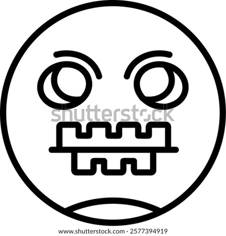 Zipper-Mouth Face Line Vector Icon Design