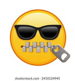 Zipper-Mouth face with sunglasses Large size of yellow emoji smile