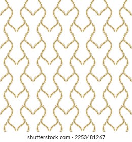 Zippers seamless pattern. Ornamental beautiful modern background. Gold zipper ornaments. Repeat luxury vector backdrop. Wavy lines. Endless ornate patterned texture. Gold patterns on white background.