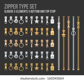 zippers type set fastener