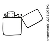 Zippo lighter. Hand drawn vector illustration