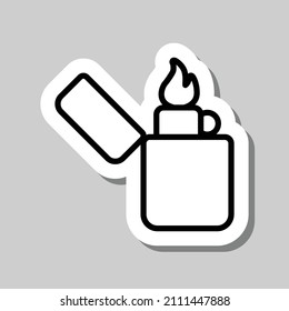 Icono simple de Zippo. Diseño plano. Pegar con sombra sobre fondo gris.ai