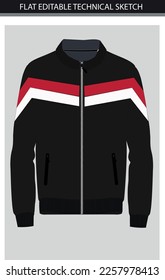 Zip-Up Color Block illustration, Casual Jacket vector file