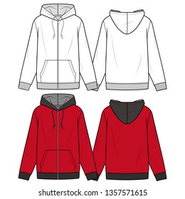 ZIP-UP HOODIE fashion flat sketch template