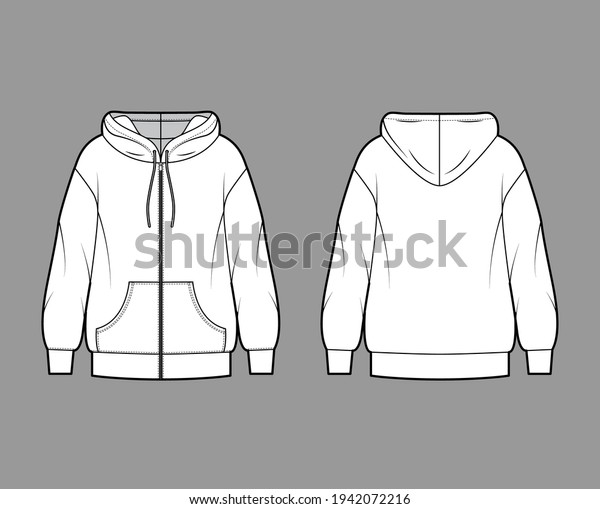 Zipup Hoody Sweatshirt Technical Fashion Illustration Stock Vector ...