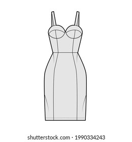 Zipup Tube Dress Technical Fashion Illustration Stock Vector (Royalty ...