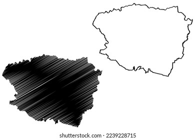 Zirandaro municipality (Free and Sovereign State of Guerrero, Mexico, United Mexican States) map vector illustration, scribble sketch Zirándaro map