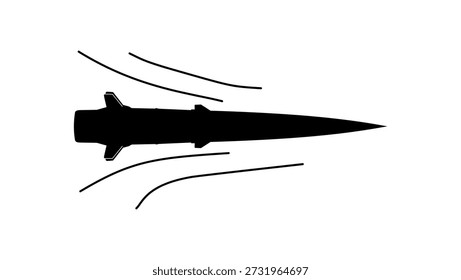Zircon rocket symbol, black isolated silhouette