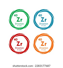 zirconium icon set. vector template illustration  for web design