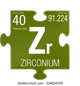 Zirconium symbol. Element number 40 of the Periodic Table of the Elements - Chemistry - Puzzle piece with green background