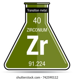 Zirconium symbol on chemical flask. Element number 40 of the Periodic Table of the Elements - Chemistry