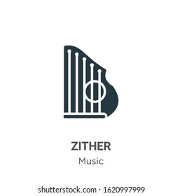 Zither glyph icon vector on white background. Flat vector zither icon symbol sign from modern music collection for mobile concept and web apps design.