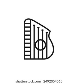 zither icon outline collection in black and on white background
