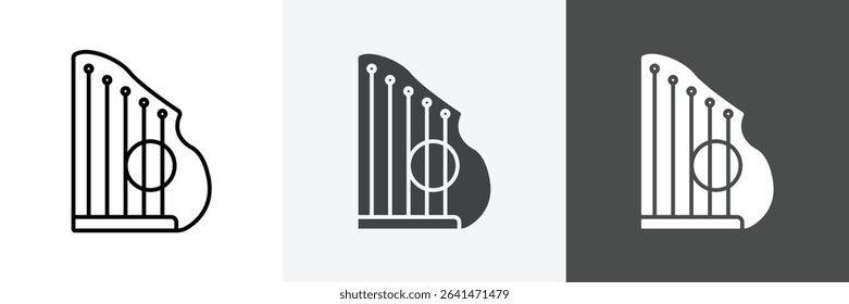 zither icon set vector art