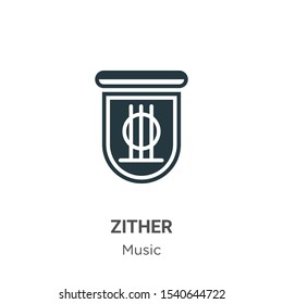 Zither vector icon on white background. Flat vector zither icon symbol sign from modern music collection for mobile concept and web apps design.