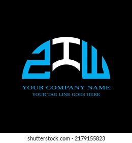 Diseño creativo del logotipo de la letra ZIW con gráfico vectorial