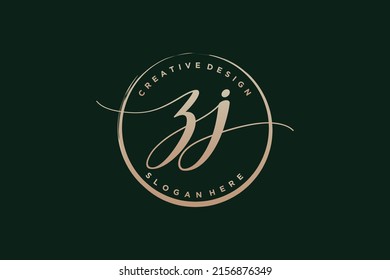 ZJ Handschrift Logo mit Kreis Vorlage Vektorsignatur, Hochzeit, Mode, Blumen und botanisch mit kreativen Vorlage.