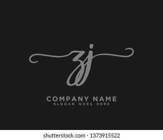 ZJ Initial Handwriting Logo Vector