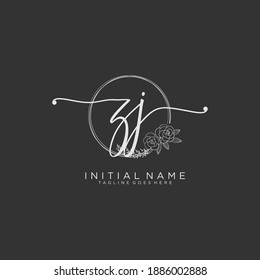 ZJ Initial handwriting logo vector