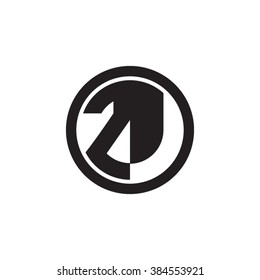 ZJ initial letters circle monogram logo