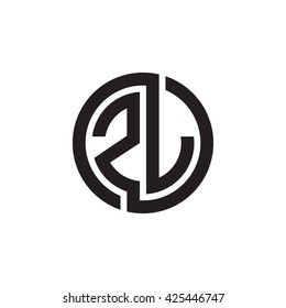 ZJ initial letters looping linked circle monogram logo