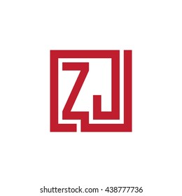 ZJ initial letters looping linked square logo red