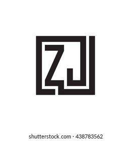 ZJ initial letters looping linked square monogram logo