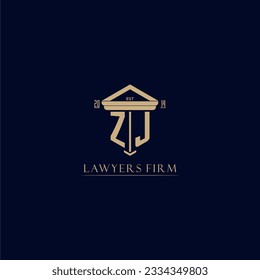 ZJ initial monogram lawfirm logo with pillar design